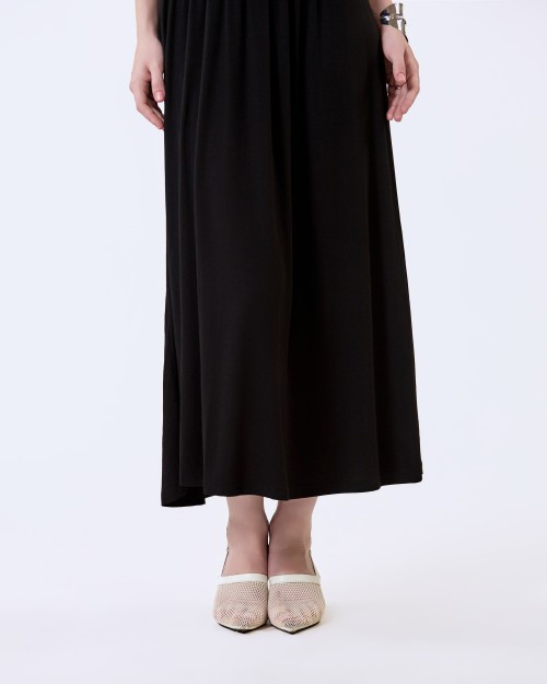 SIXDO G-Black V-Neck Woven Flared Dress